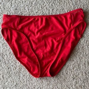 Red High Waisted Swim Bottoms